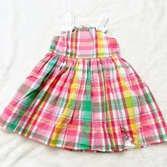 Janie and Jack Pink Plaid Dress sz 6-12 m happy in madras Sun Dress - Picture 6 of 7